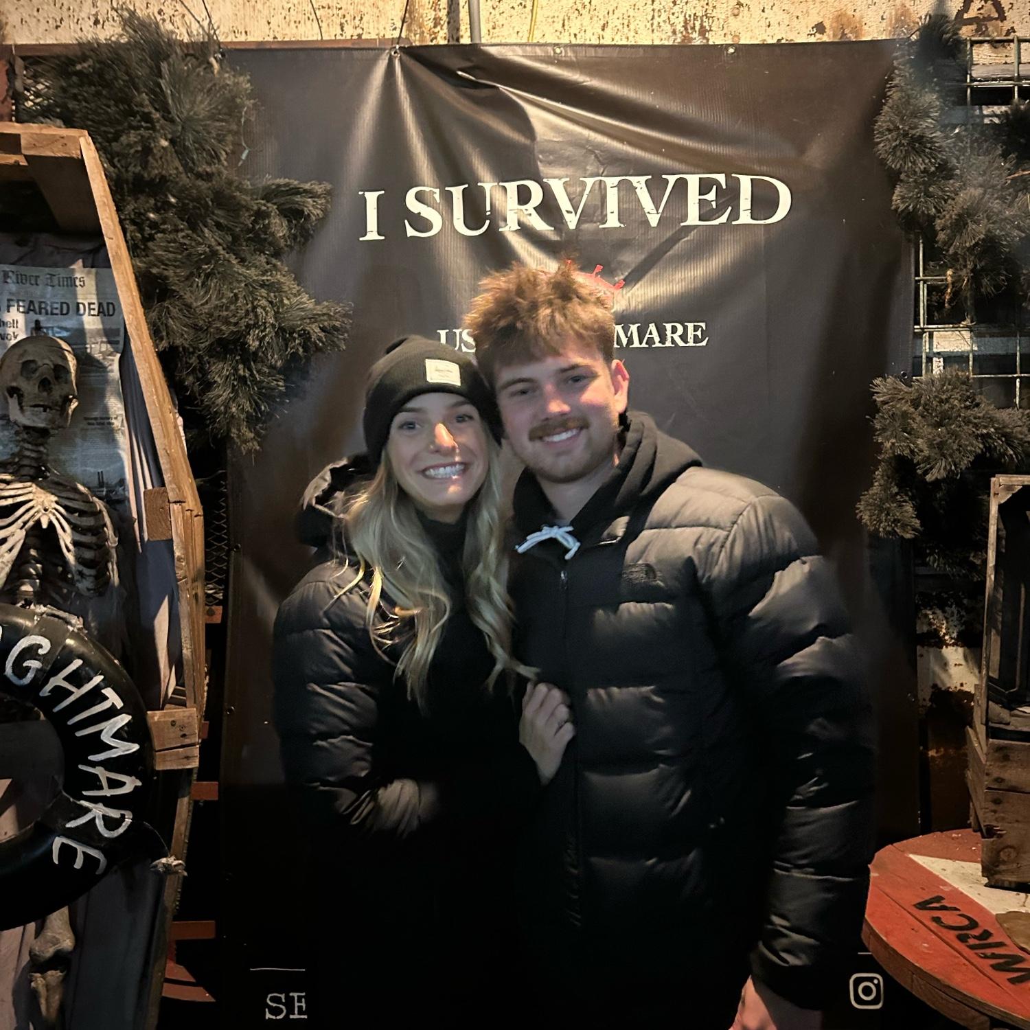 Hannah’s first haunted house! On Halloween night!