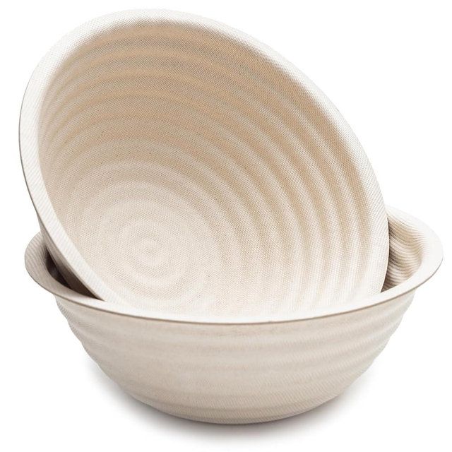 Brod & Taylor Banneton Boule 9” Proofing Basket for Sourdough & Artisan Bread Baking – Stackable, Made From Bamboo & Sugarcane Pulp (2-Pack)