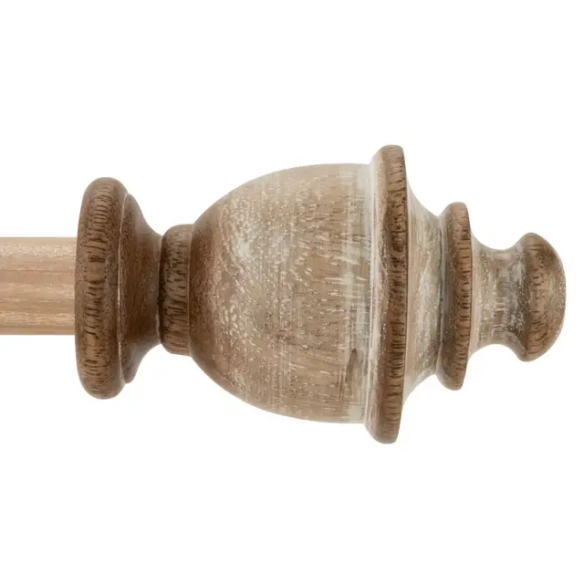 Farmhouse Oxford 28-Inch to 48-Inch Adjustable Window Curtain Rod in Distressed Oak