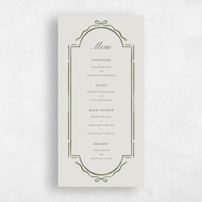 Sage Mist, Green Wedding Menu - Querida