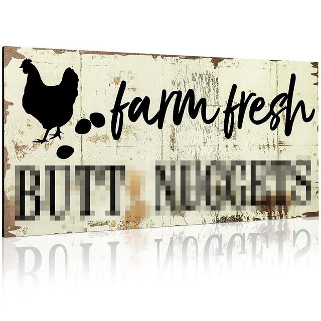 Jetec Farm Fresh Chicken Wall Decor Chicken Coop Sign Accessories Rustic Hen House Deco Farmhouse Wooden Door Decoration for Home Kitchen Decoration(Vintage Color)