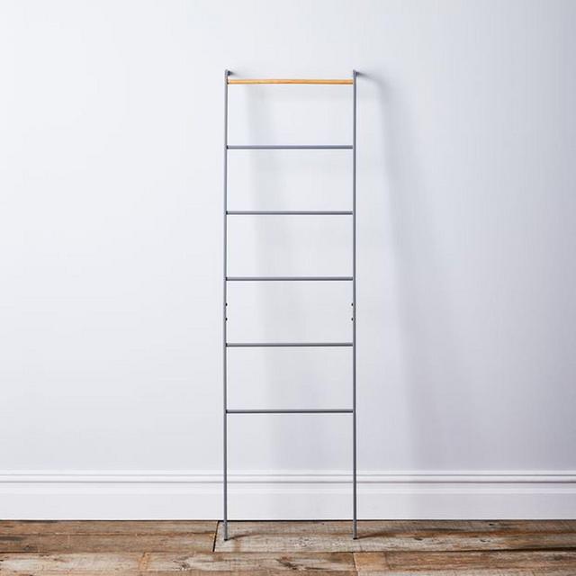 Grey Steel & Wood Leaning Ladder