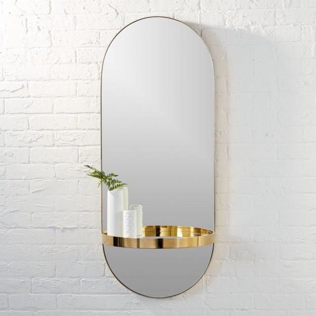 caplet oval mirror with shelf