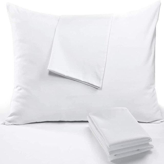 4 Pack Pillow Protectors Queen Zippered 20x30 Inches Set White Super Soft Brushed Microfiber Cases Covers Reduces Respiratory