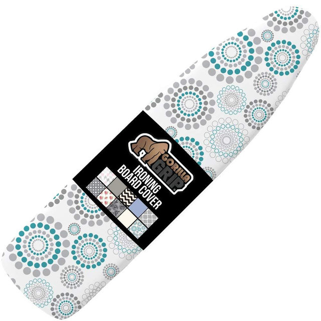 Gorilla Grip Reflective Silicone Ironing Board Cover, Resist Scorching and Staining, 15x54 Inch, Hook and Loop Fastener Straps, Pads Fit Large and Standard Boards, Elastic Edge, Thick Padding, Spiral