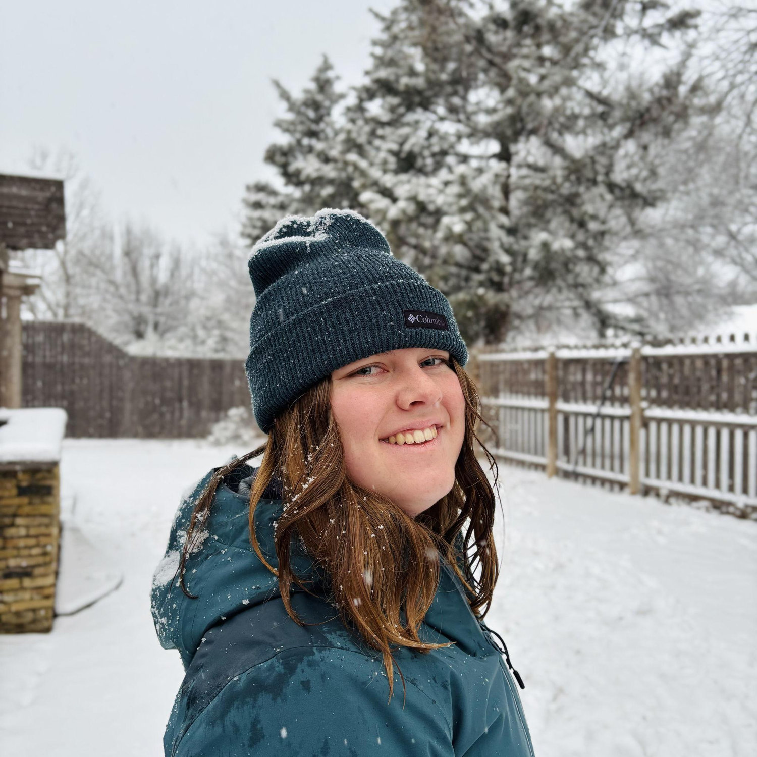 Camille came to visit Alex’s family in January 2025. This was her first time visiting Oklahoma. She was not expecting it to snow.