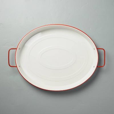 Oval Enamel Serve Tray with Handles Red/Cream - Hearth & Hand™ with Magnolia