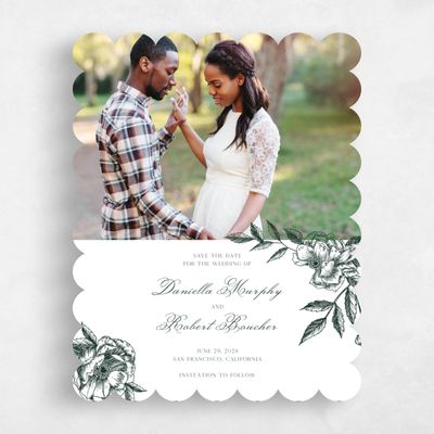Green Scalloped Wedding Save the Date - Iniguez Photo