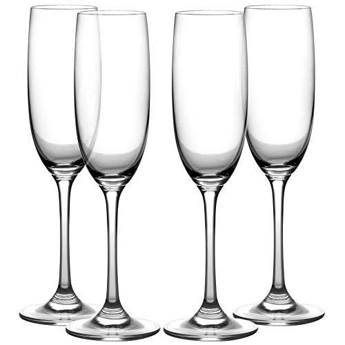 Amlong Crystal Lead Free Champagne Flutes Glasses, Normal Stem 4 piece