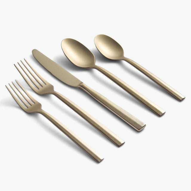 Aero Tumbled Flatware, Set of 20 - Tumbled Champagne