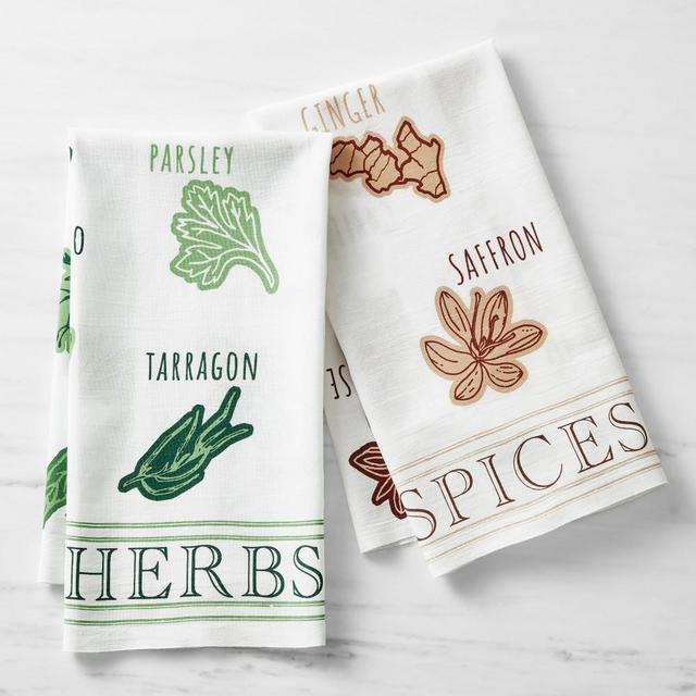 Flour Sack Towels, 20" X 30", Set of 2, Herbs and Spices