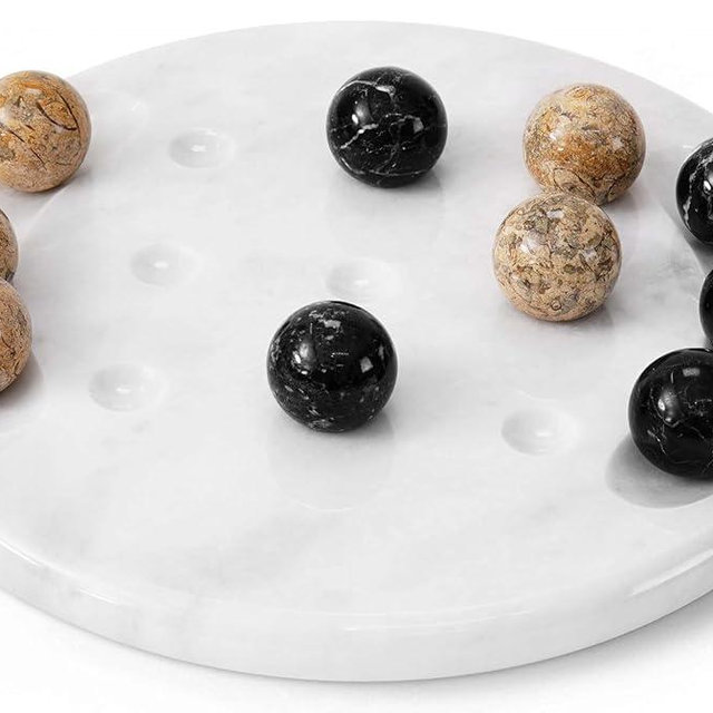 Radicaln Marble Tic Tac Toe 10" Inches Black and Coral Handmade Travel Game for Coffee Table, Ideal Family Board Games for Adults, Travel Game