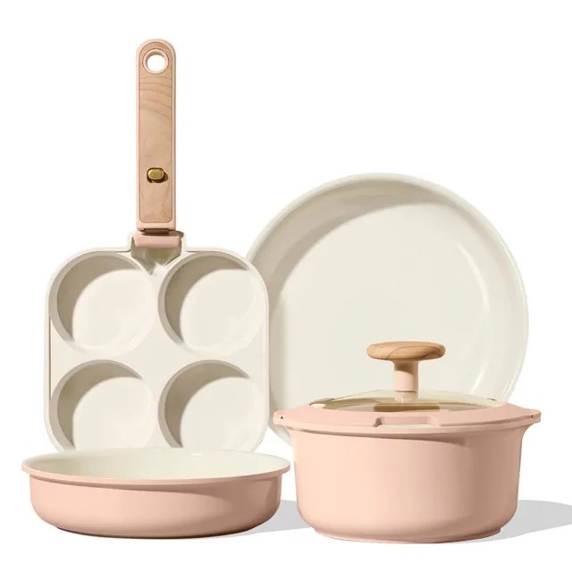 Carote 6pc Ceramic Nonstick Detachable Cookware Set Pink