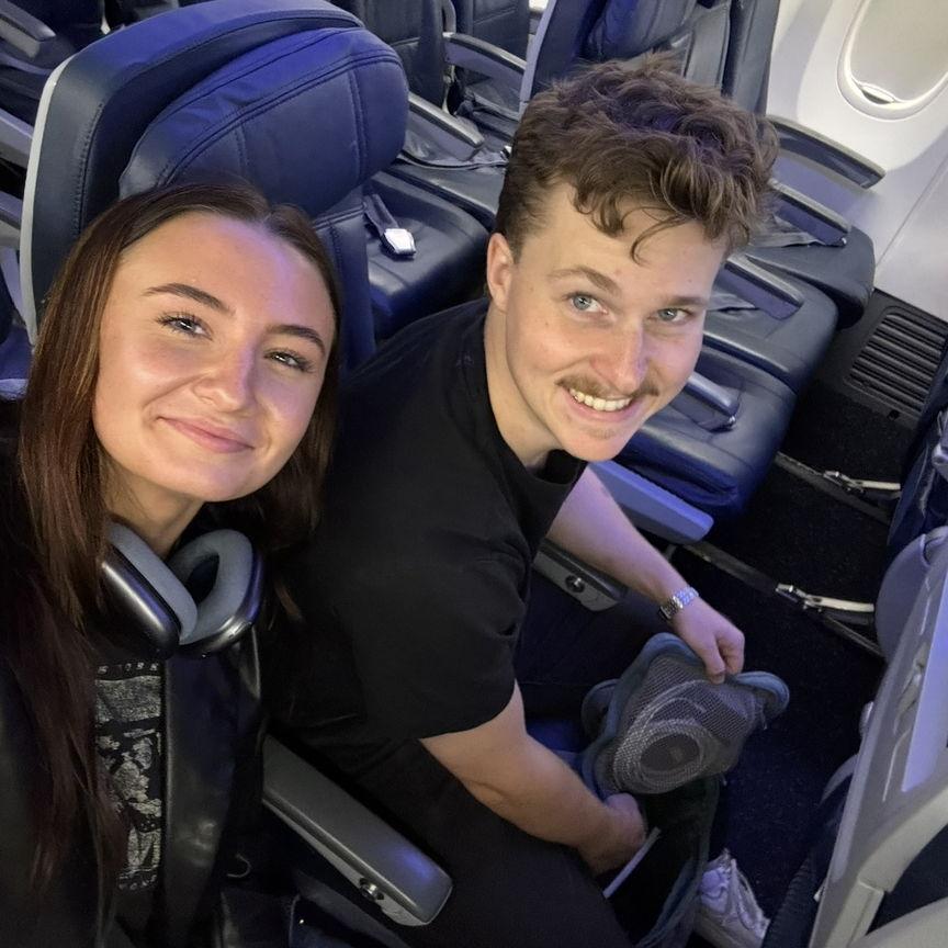 Our first flight together, going to Idaho.