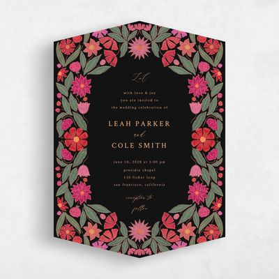 Black Diamond Wedding Invitation - Juliet Portrait