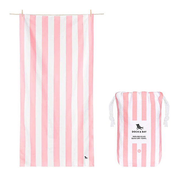 Dock & Bay Beach Towel - for Travel, Swimming, Camping, Holiday - Super Absorbent, Quick Dry, Sand Free - Compact, Lightweight - 100% Recycled Materials - Includes Bag