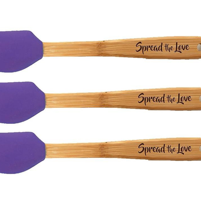 “Spread the Love” Wood Handled Mini Spatula Set with Silicone Head, Set Of 3, Purple