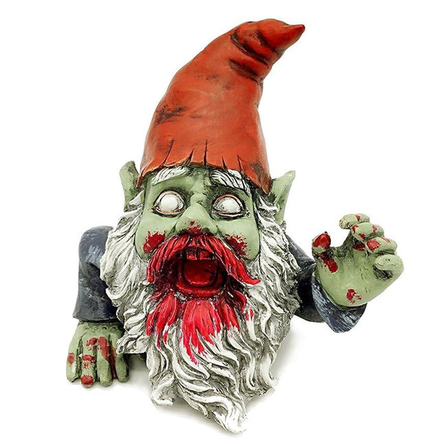 FICITI G150028 Zombie Gnome Garden Statue Sculpture, Scary Gnome, Halloween Decoration