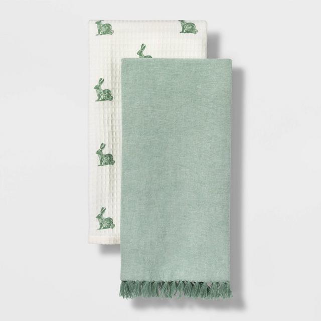 2pk Cotton Bunny Stamp Kitchen Towels - Threshold™