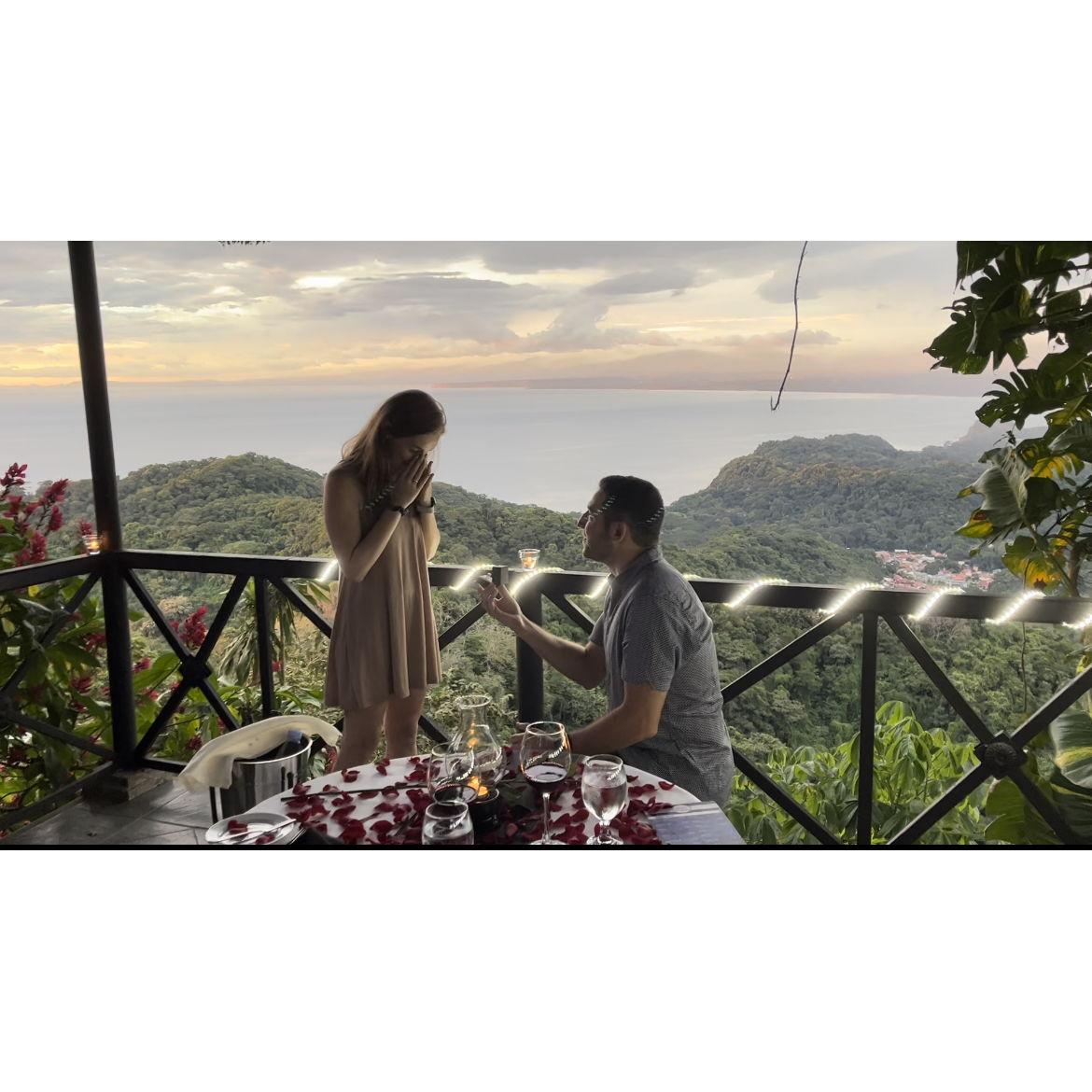In Costa Rica, at sunset, Ethan asked Ellie to marry him (and Ellie said yes!)
