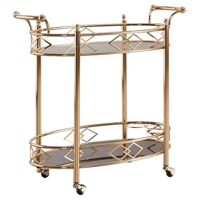 Annie Vintage Metal & Glass Bar Cart - Rose Gold - Inspire Q