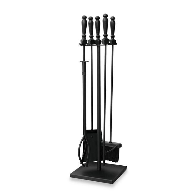 UniFlame® 5-Piece Square-Base Fireplace Tool Set in Black