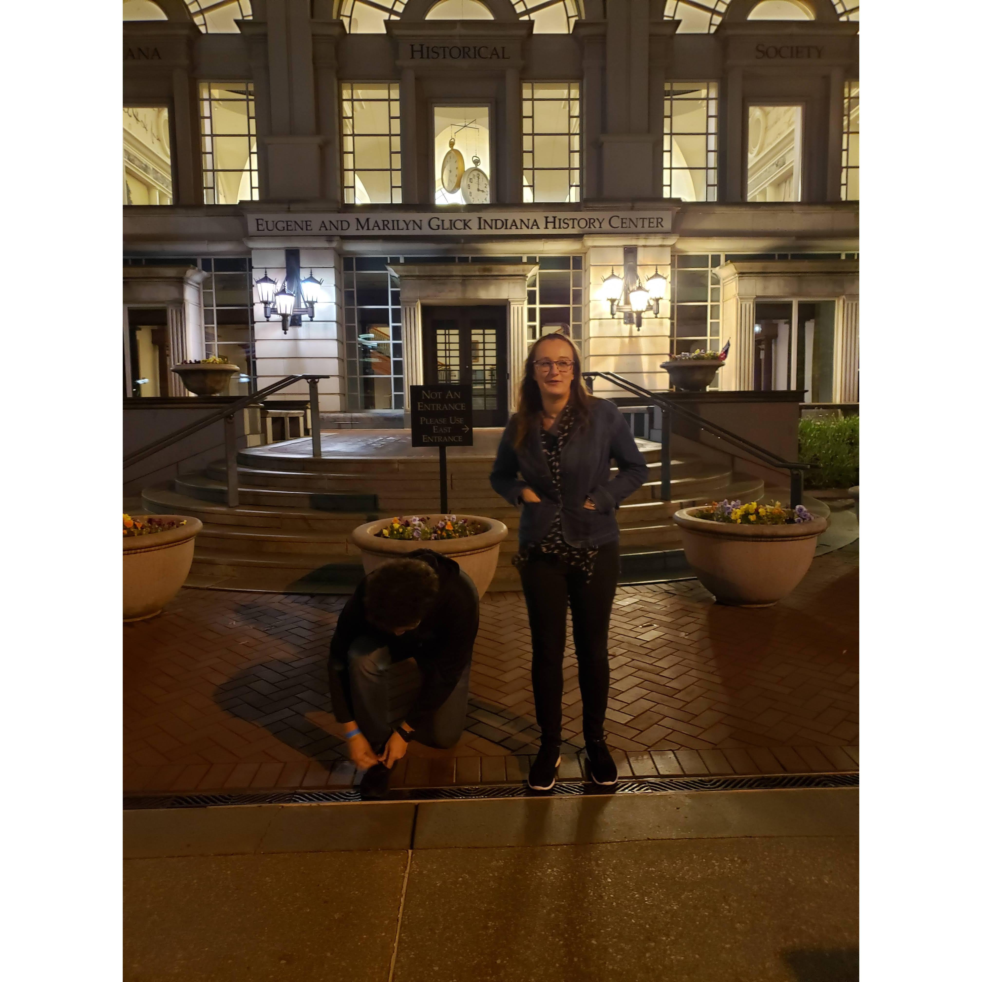 Aaron proposed in front of the Indiana Historical Society Mother's Day weekend in 2019.