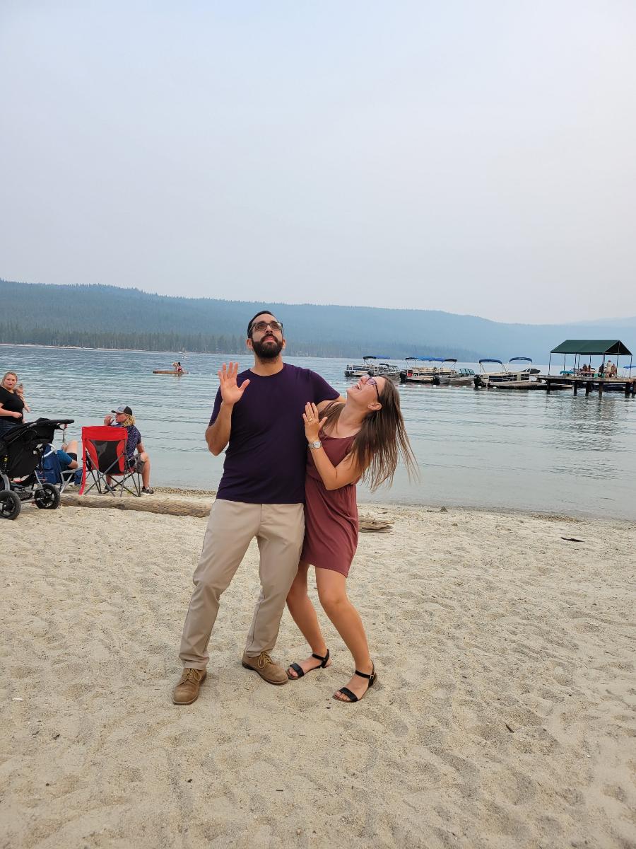 Being silly at a friend's wedding.