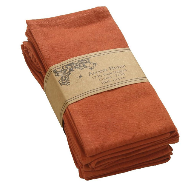 Accent Home 100% Cotton Napkins, Delicate Cloth Napkins for Dinners, Parties and Weddings，18 x 18 Inch Set of 12 - Rust