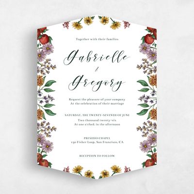 White Diamond Wedding Invitation - Mirasol Portrait