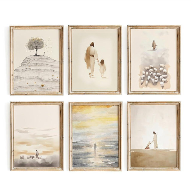 ESSEN Life Christian Wall Art Set of 6, Jesus Wall Decor, Bible Stories Scripture Wall Art, Christian Wall Decor, Christian Home Decor, Christian Gifts for Women (11"x14" UNFRAMED)