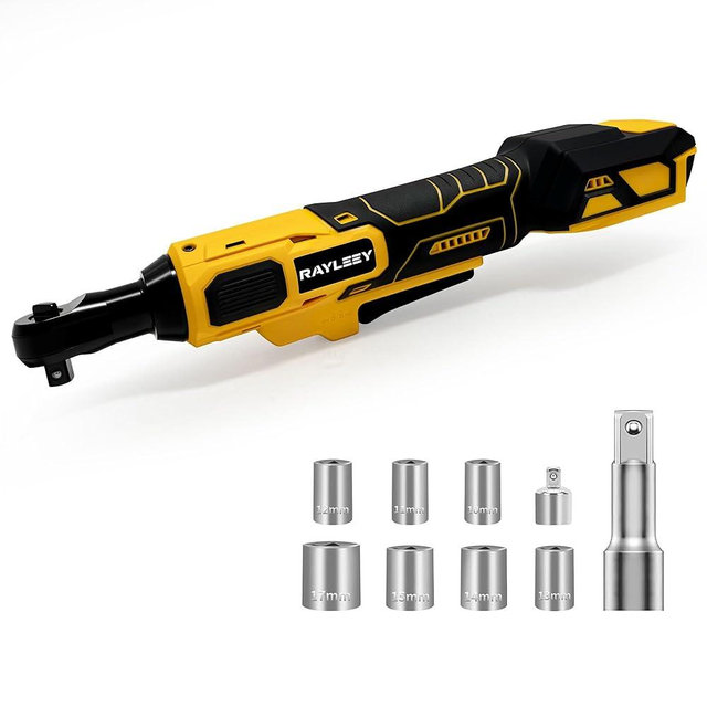 3/8" Cordless Ratchet Wrench for DEWALT 20V MAX Battery, 45 Ft-lbs(60 N.m) Power Electric Ratchet Tool Kit, Variable Speed Control, 7 Sockets, 1/4"Adapter & 3" Extension Bar (Tool Only)