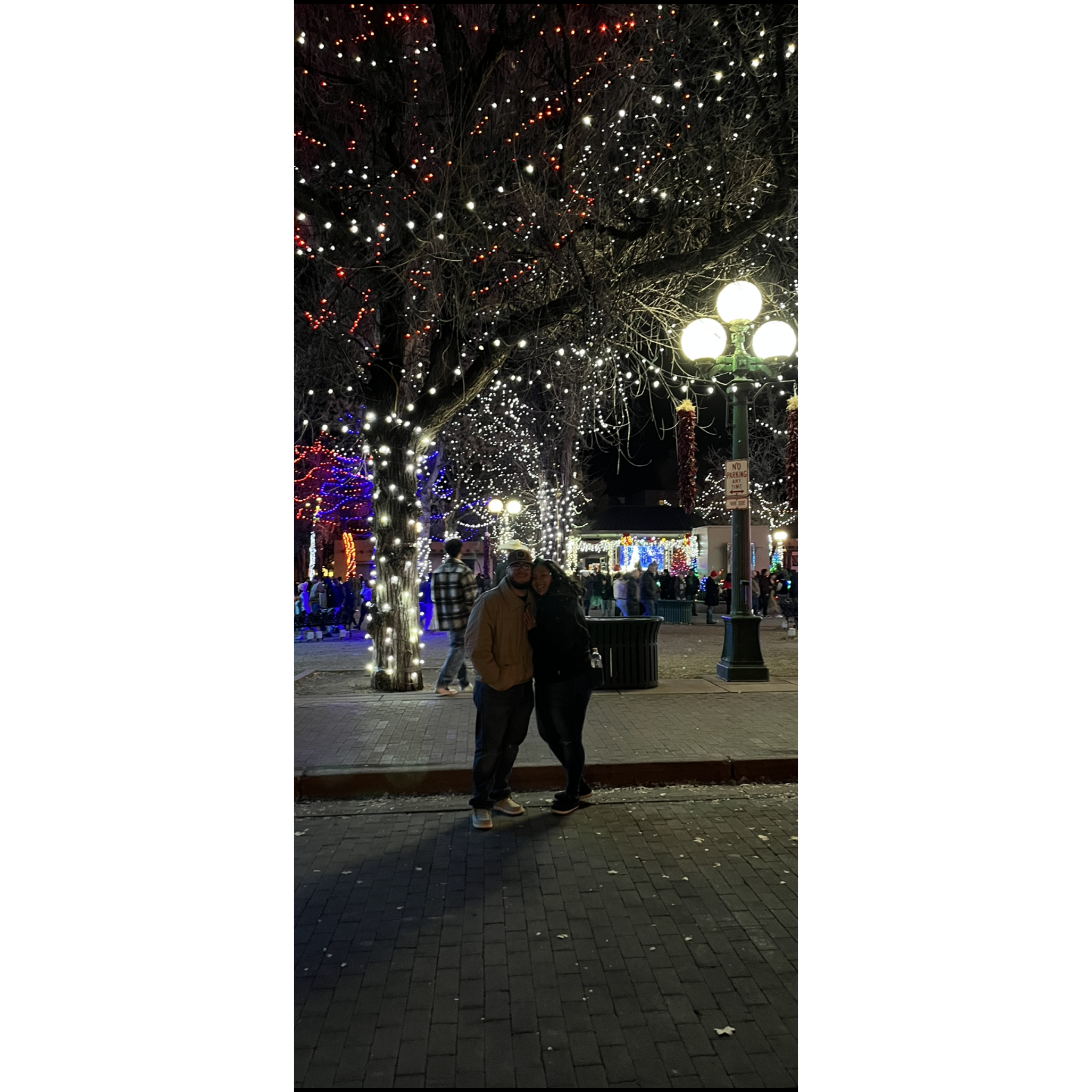 Enjoying the Christmas lights downtown Santa Fe