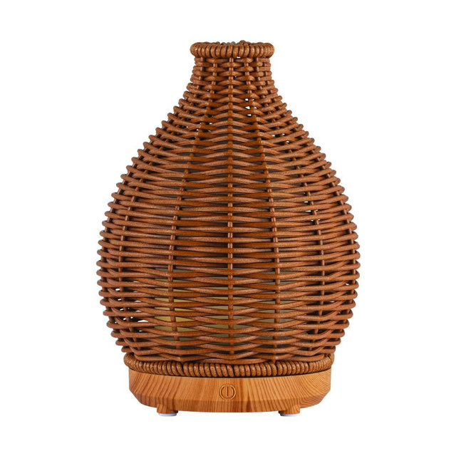 SpaRoom Boho Essential Oil Ultrasonic Misting Diffuser for Aromatherapy, Dark Brown
