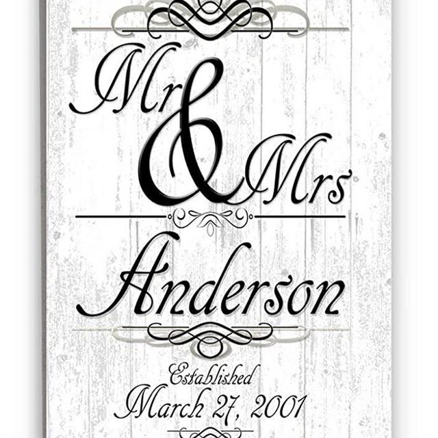 Wedding Gift Sign Personalized Mr & Mrs Family Name Established Sign Customized for Newlywed Couple EST. Date