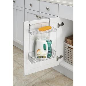 MetroDecor - mDesign Over the Cabinet Kitchen Storage Organizer Basket for Aluminum Foil, Sponges, Cleaning Supplies - 2-Tier, Chrome