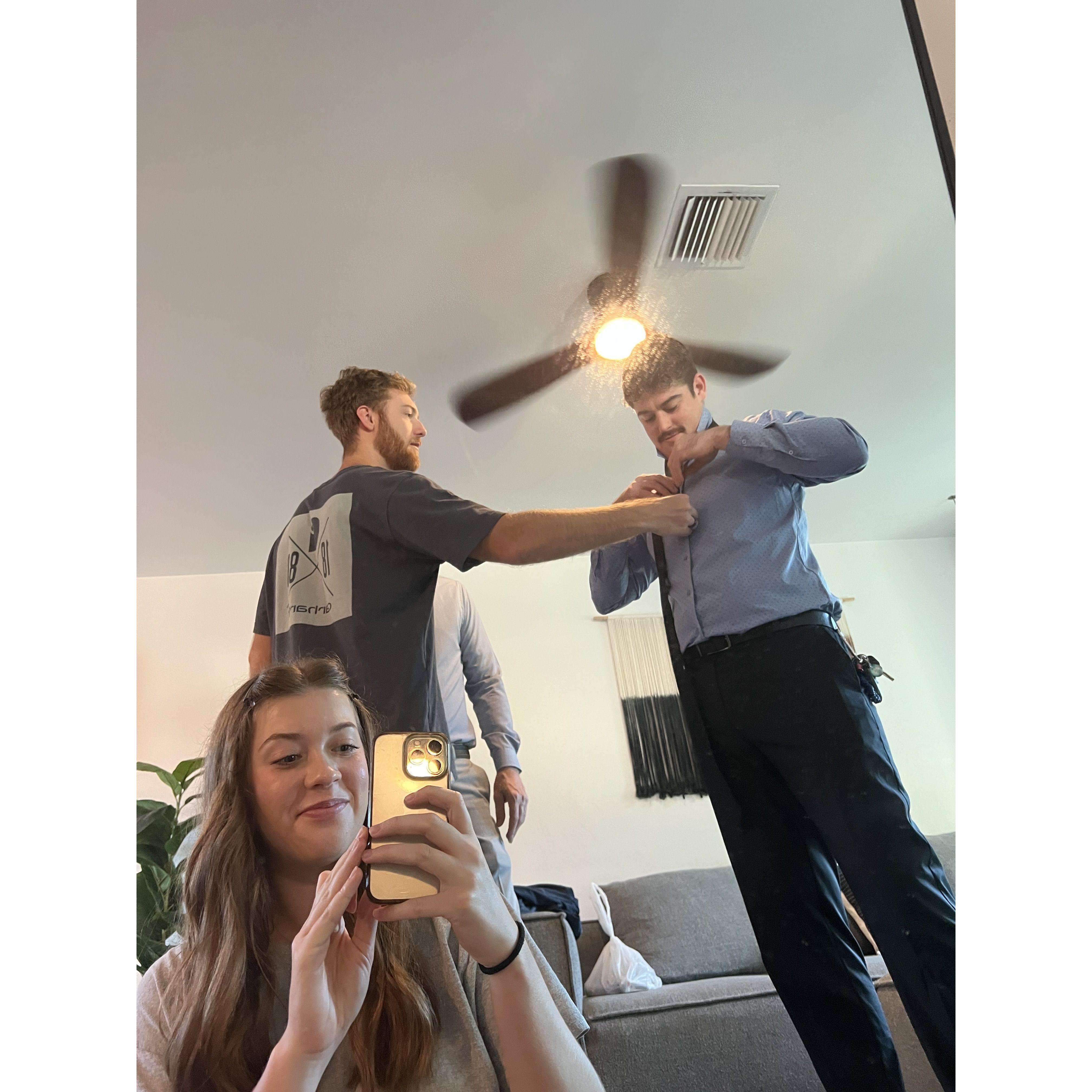 Ben teaching Shane to tie his tie (Shane will deny this ever happened)