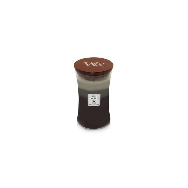21.5oz Large Hourglass Jar Candle Warm Woods Trilogy - WoodWick