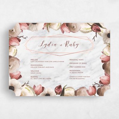 Red Ticket Wedding Program - Camellia