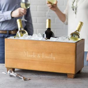 Custom Printed Rustic Wood Trough Wine Chiller