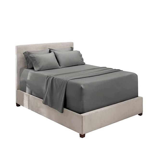 Hearth & Harbor Extra Deep Pocket Queen Sheets, Fits up to 21 inches Depth - Soft Bed Sheets for Queen Size Bed - 6 Piece Queen Size Sheets - Gray Sheets, Luxury Bedding Sheets & Pillowcases
