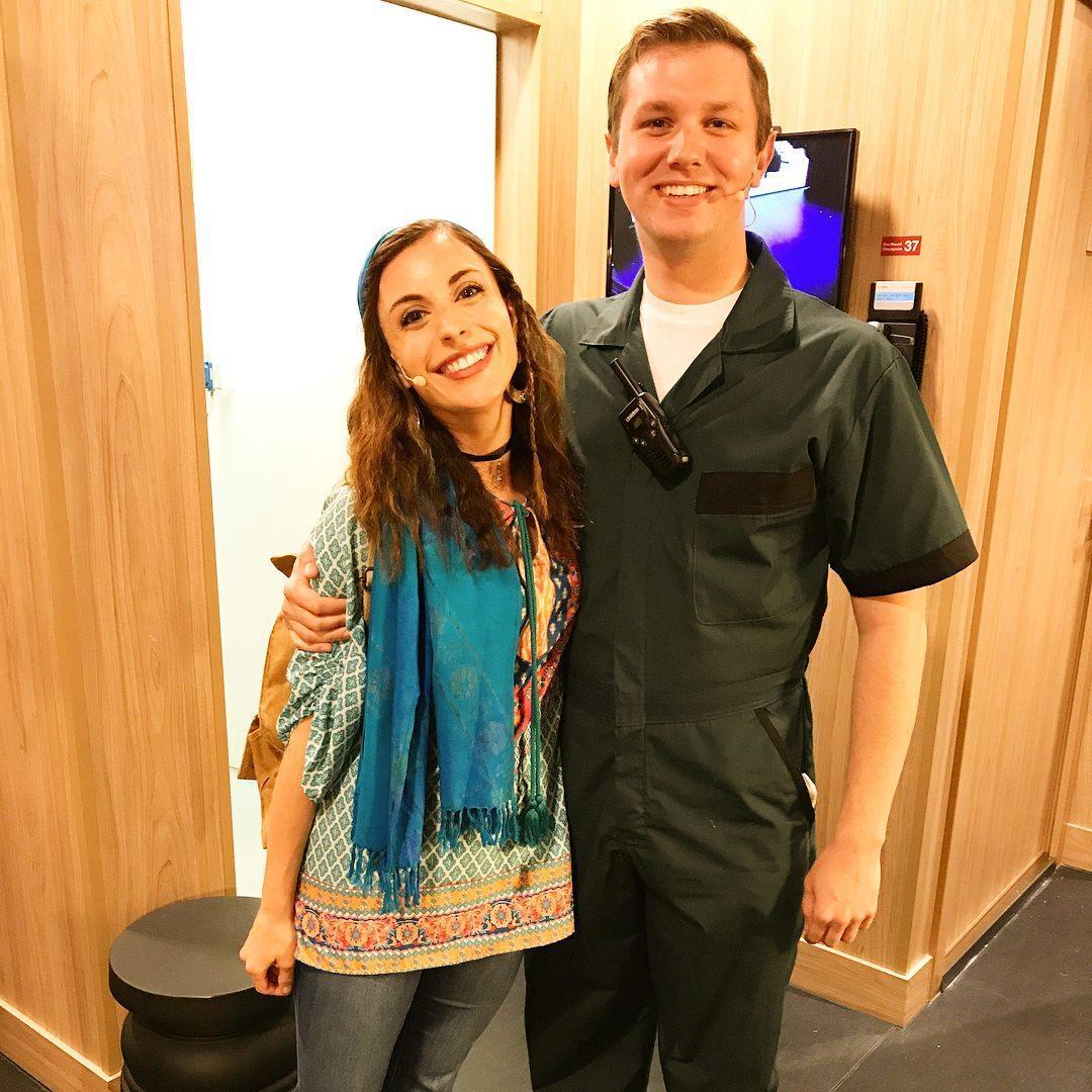 Our first show together, Along the Way! We were part of the inaugural cast for the Viking Sun with Viking Ocean Cruises. The show was created for the new ship. Sarah a hippie and Chris a Janitor...