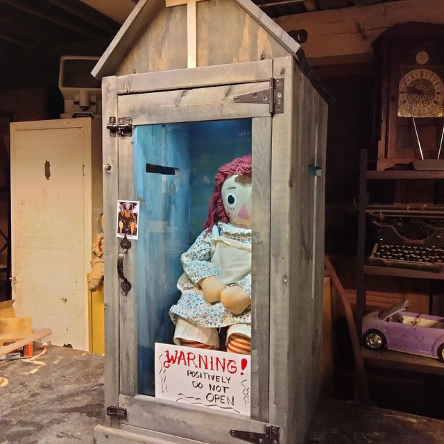 Haunted Museum Style Wooden Containment Cabinet. Doll not included
