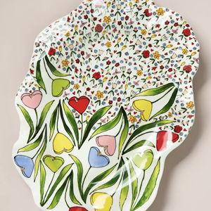 The Mud Fairy Blooming Hearts Stoneware Platter