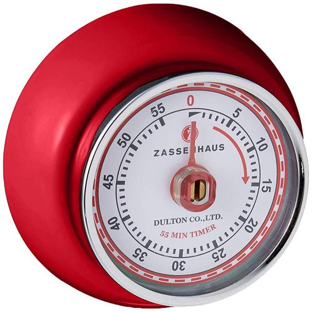 Zassenhaus Magnetic Retro 60 Minute Kitchen Timer, 2.75-Inch, Red
