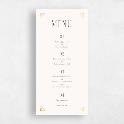Beige Wedding Menu - Amber Foil