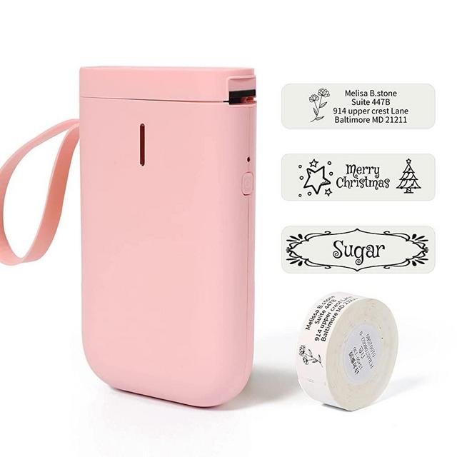Pink Label Maker Machine with Tape NIIMBOT D11 Portable Bluetooth Sticker Label Printer with Different Fonts Easy to Use Ideal for Home Office Organization Small Business Supplies USB Rechargeable