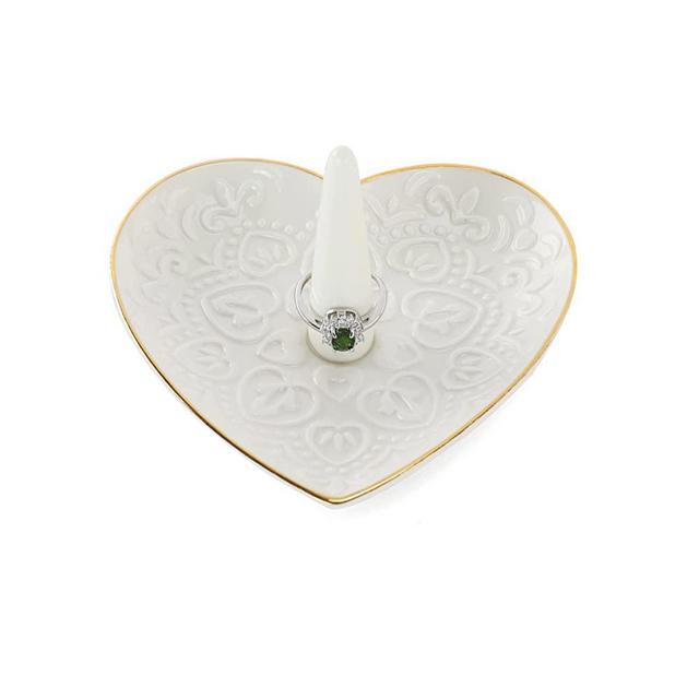JOYMARR Ceramic White Heart Ring Holder - Engagement Wedding Ring Holder For Jewelry, Christmas Birthday Gifts for Women,Her,Best Friend