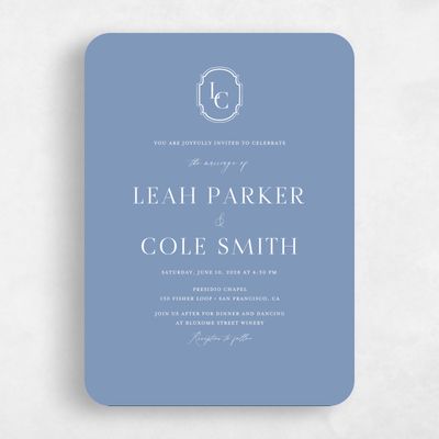 Blue Rounded Wedding Invitation - Alpino Classic