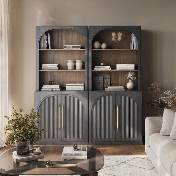 Jagger 72" Tall Bookcase Cabinets (Set of 2, black color)